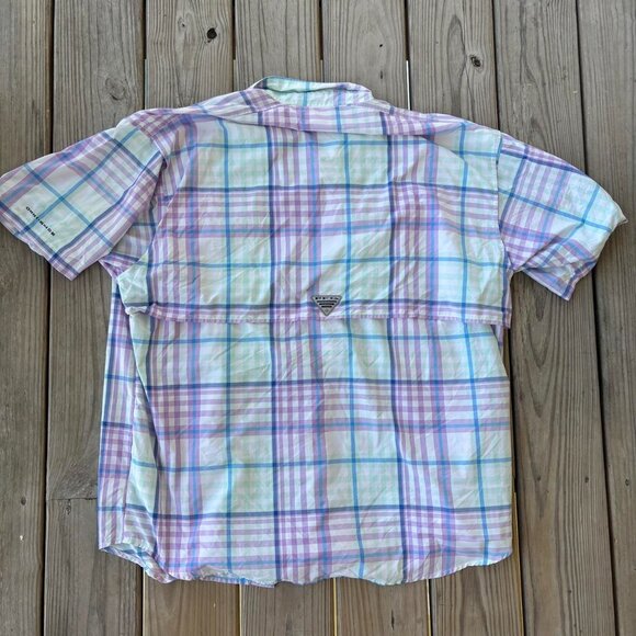 Columbia PFG Shirt Omni-Shade Button Up Fishing Outdoors Pink/White - Picture 5 of 8